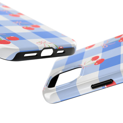 Blue Checkered Cherry Phone Case