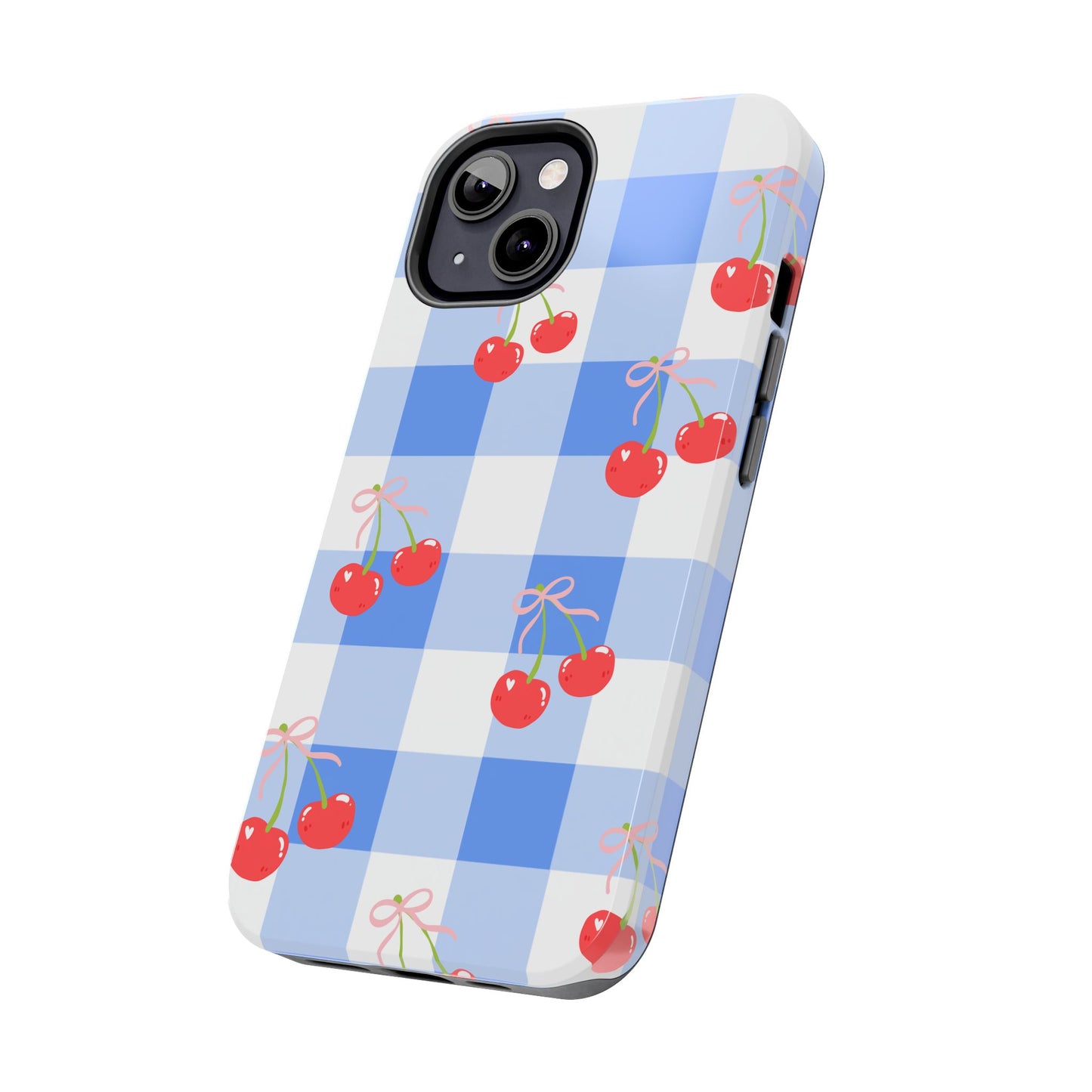Blue Checkered Cherry Phone Case