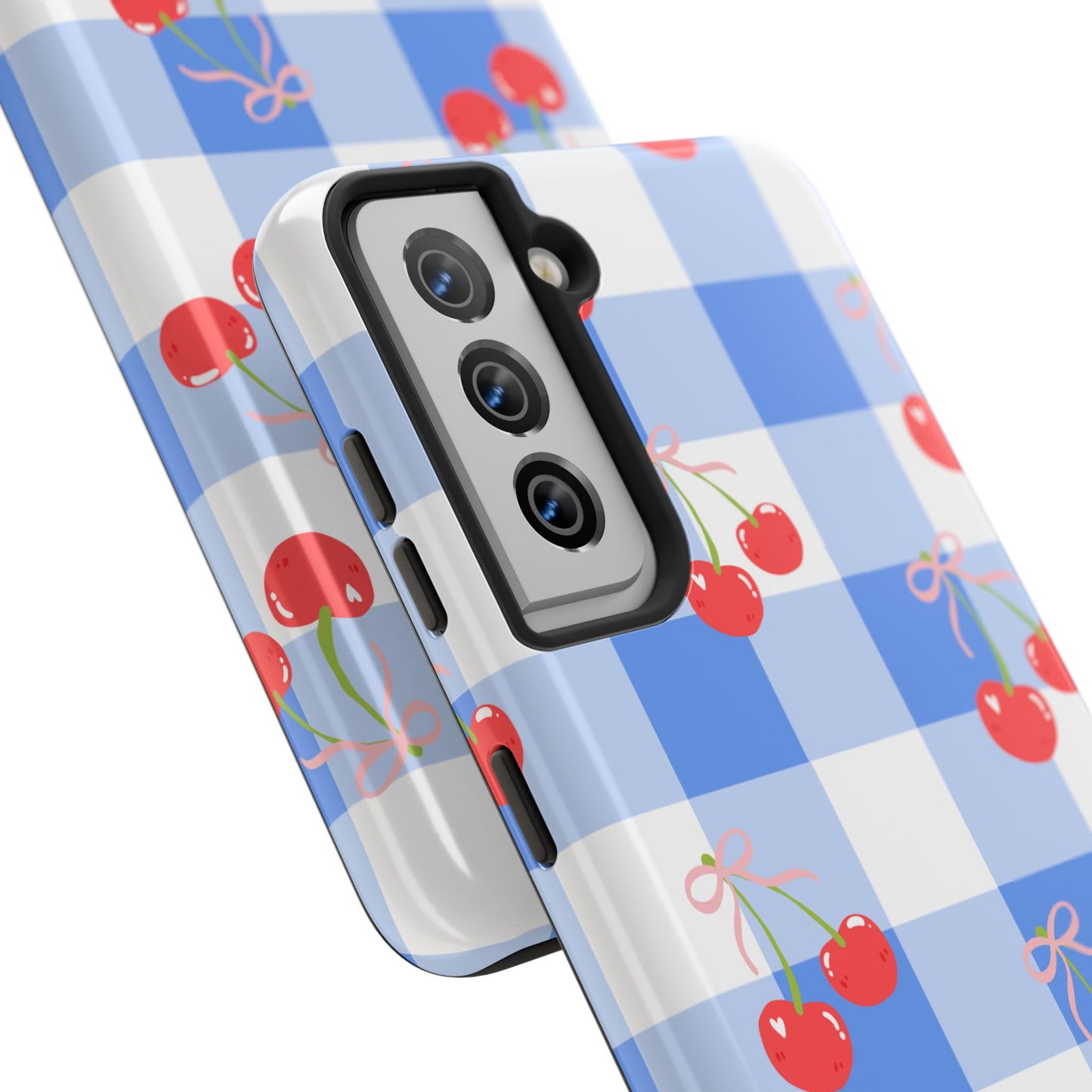 Blue Checkered Cherry Phone Case