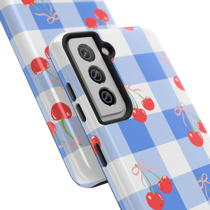 Blue Checkered Cherry Phone Case