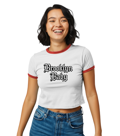 Brooklyn Baby Ringer Tee — Vintage Gossip Girl Cropped T-Shirt