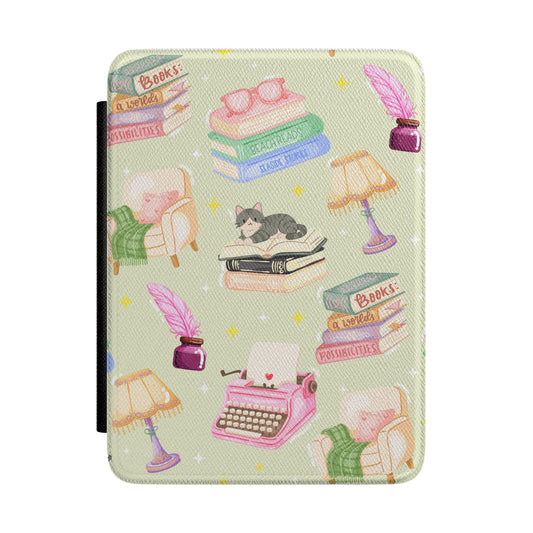 Dreamy Book Lover Green Leatherette Kindle Paperwhite Case