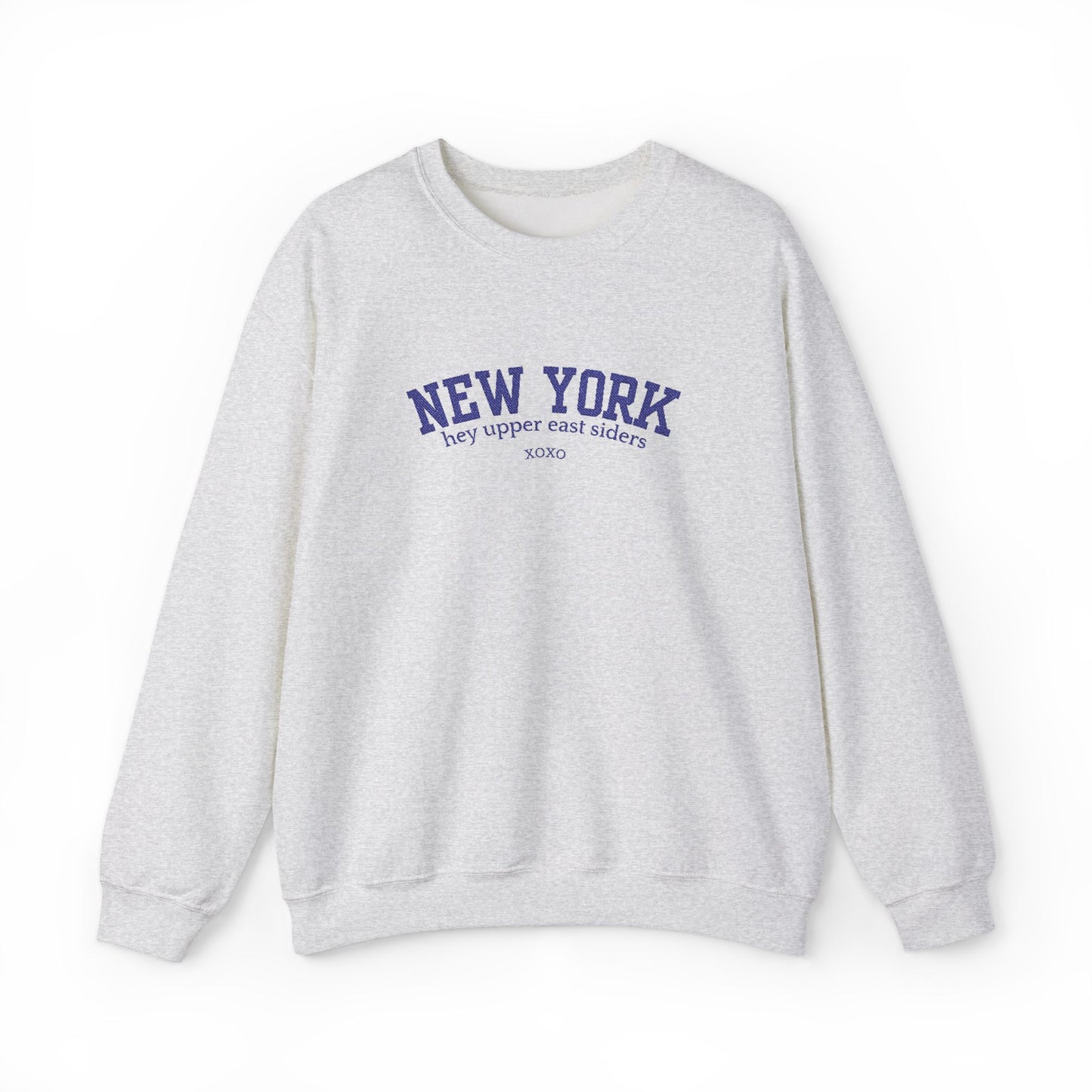 New York Upper East Side Embroidered Crewneck Sweatshirt-Blue Font