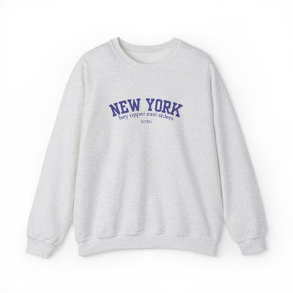 New York Upper East Side Embroidered Crewneck Sweatshirt-Blue Font