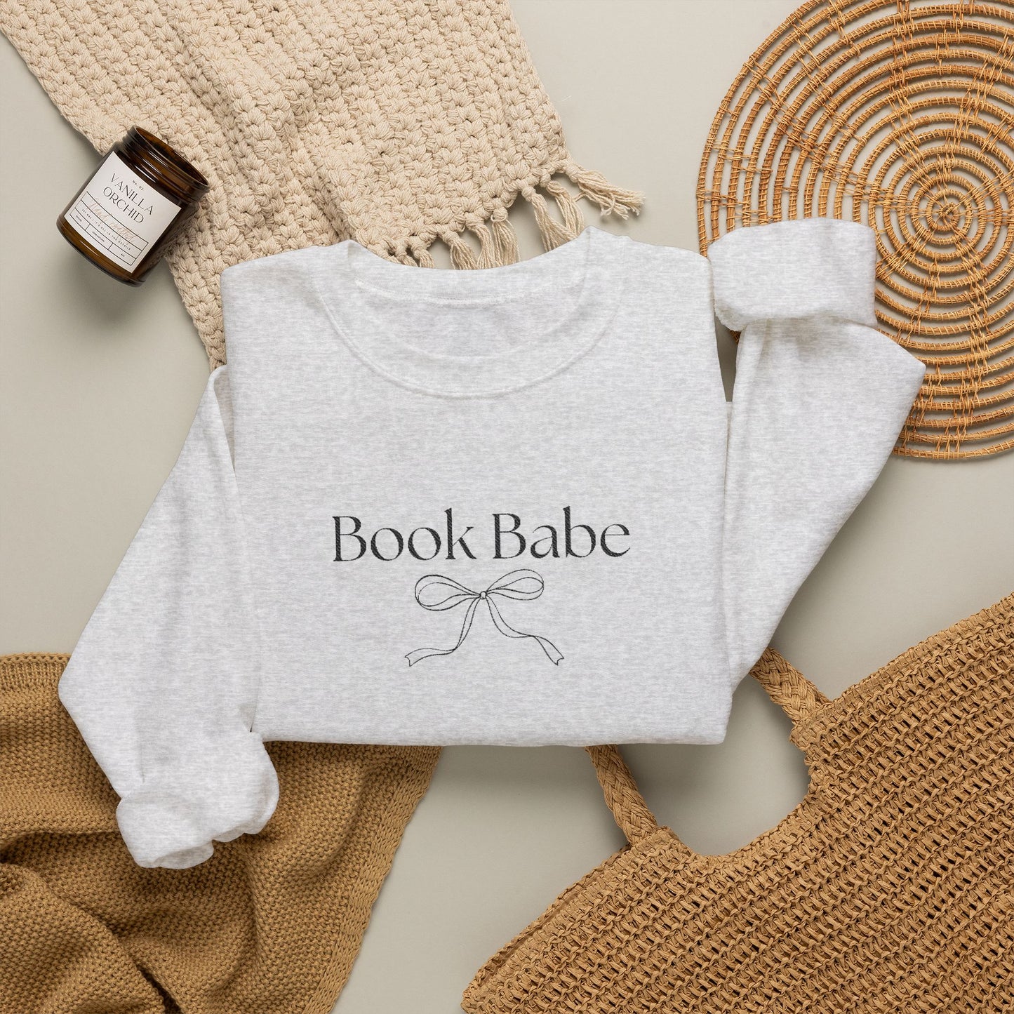 Book Babe Embroidered Crewneck Sweatshirt-Black Font