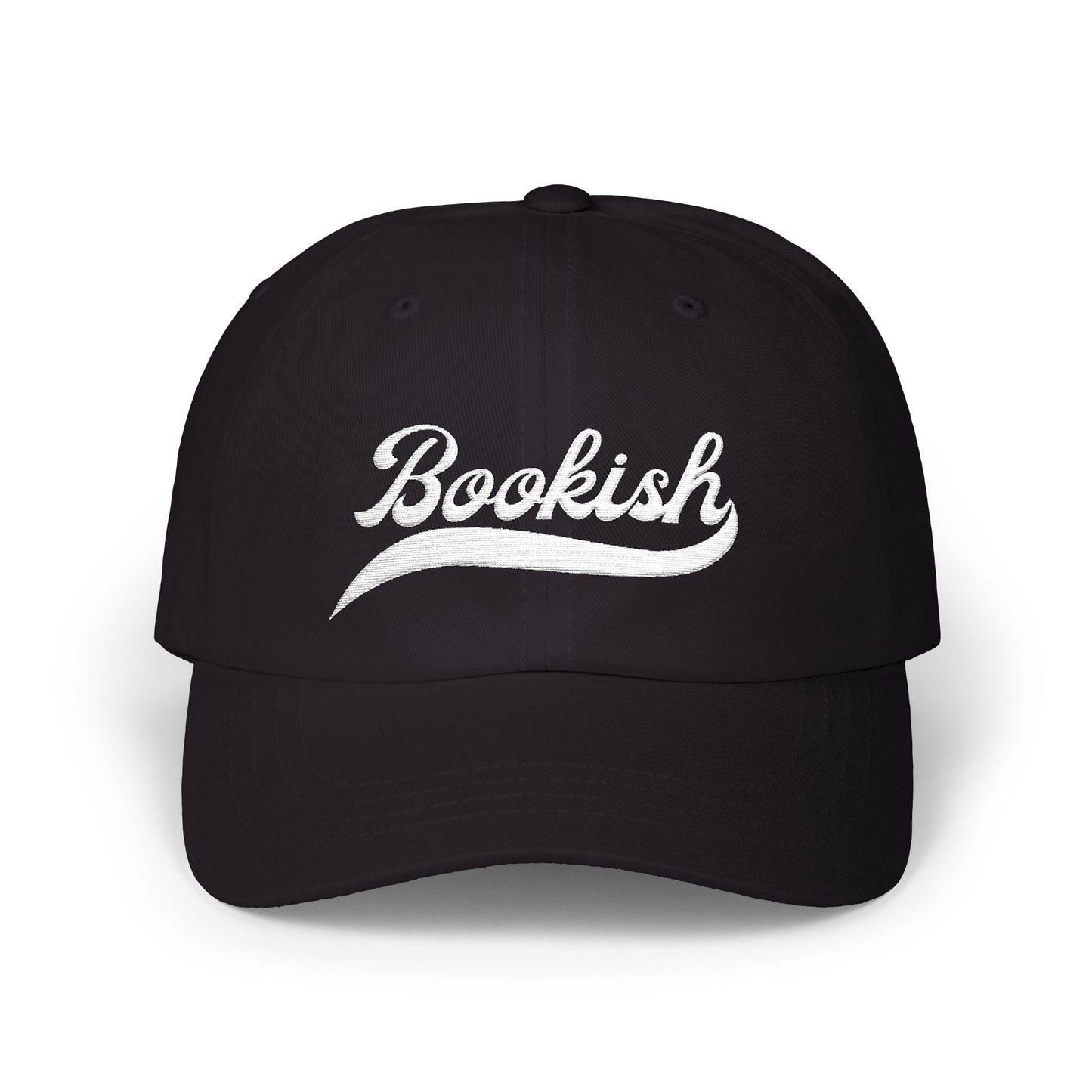 Bookish Embroidered Baseball Cap- White