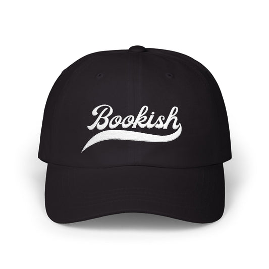 Bookish Embroidered Baseball Cap- White