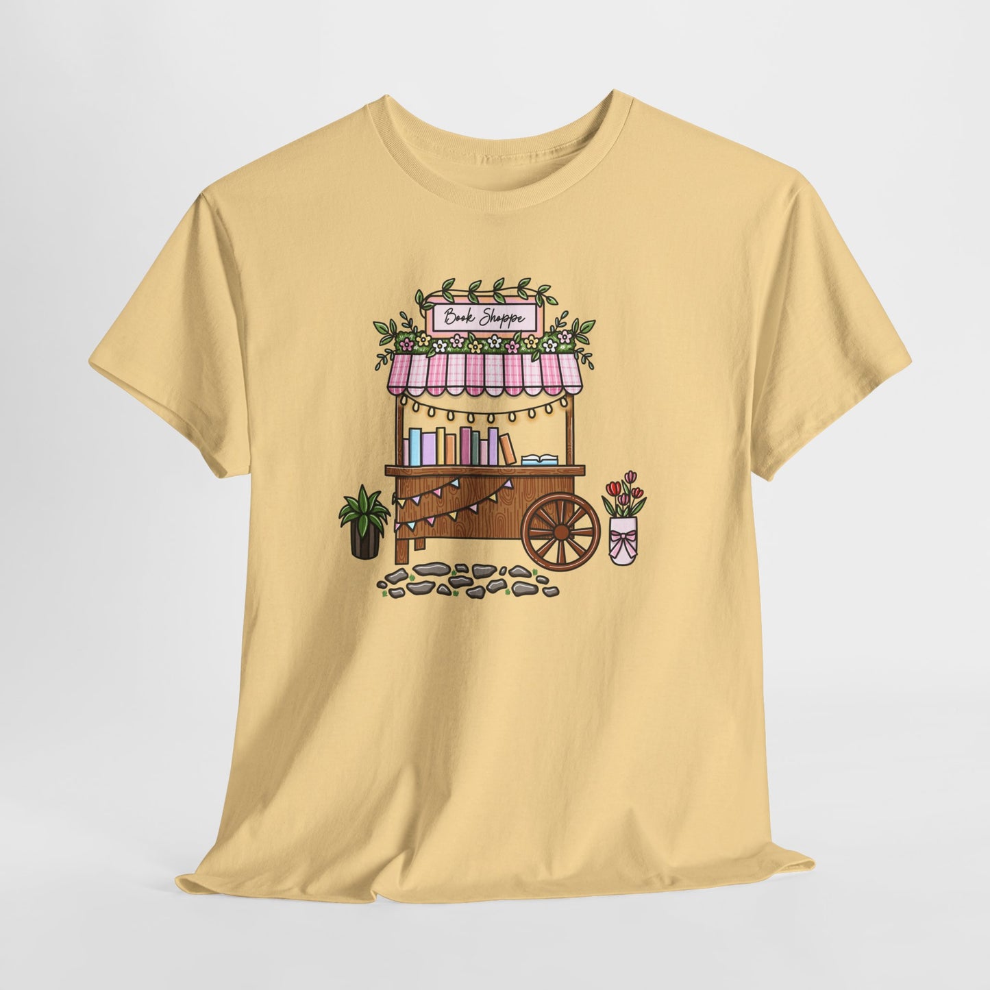 Pastel Book Shoppe Tee — Cute Floral Market Vendor Graphic T-Shirt