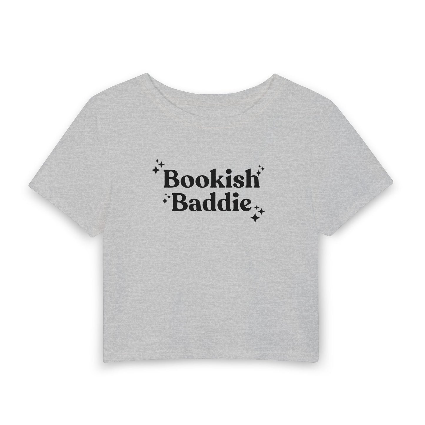 Bookish Baddie Cropped Tee-Black Font
