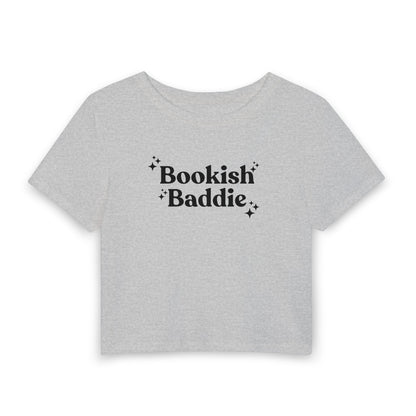 Bookish Baddie Cropped Tee-Black Font