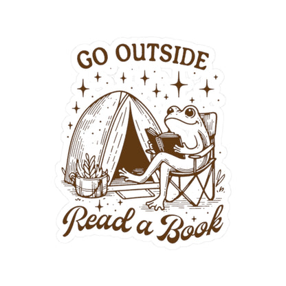 Go Outside, Read a Book Camping Sticker