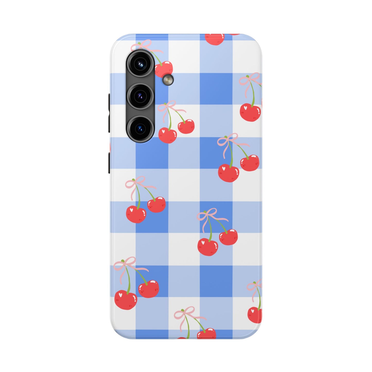Blue Checkered Cherry Phone Case