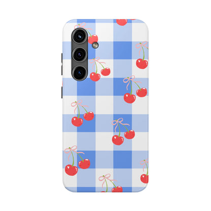 Blue Checkered Cherry Phone Case