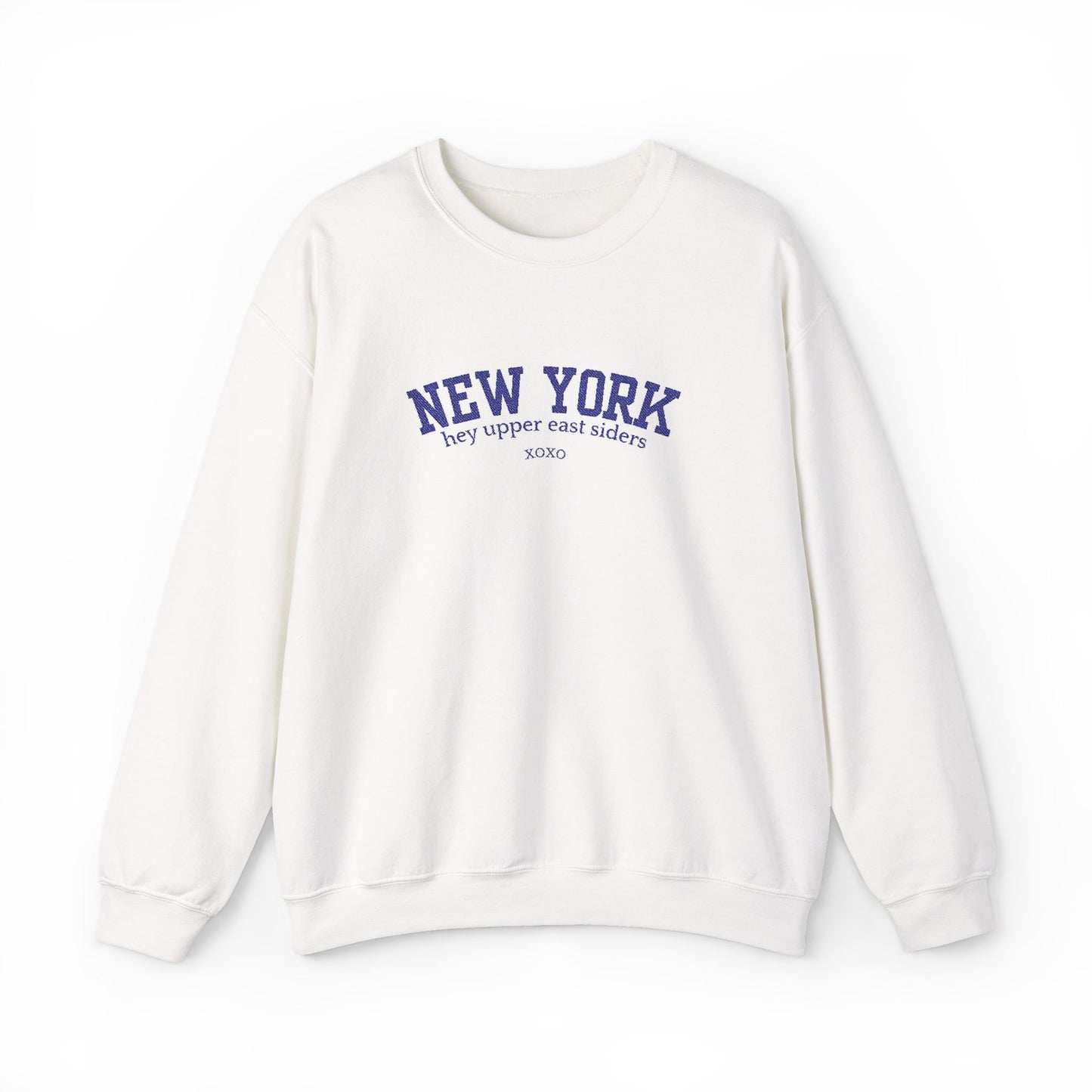 New York Upper East Side Embroidered Crewneck Sweatshirt-Blue Font