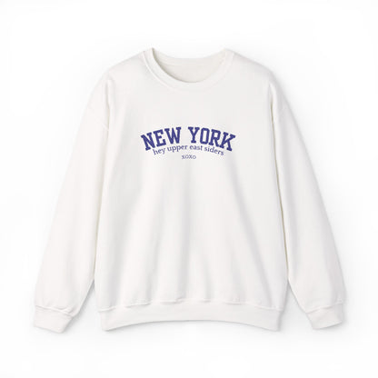 New York Upper East Side Embroidered Crewneck Sweatshirt-Blue Font