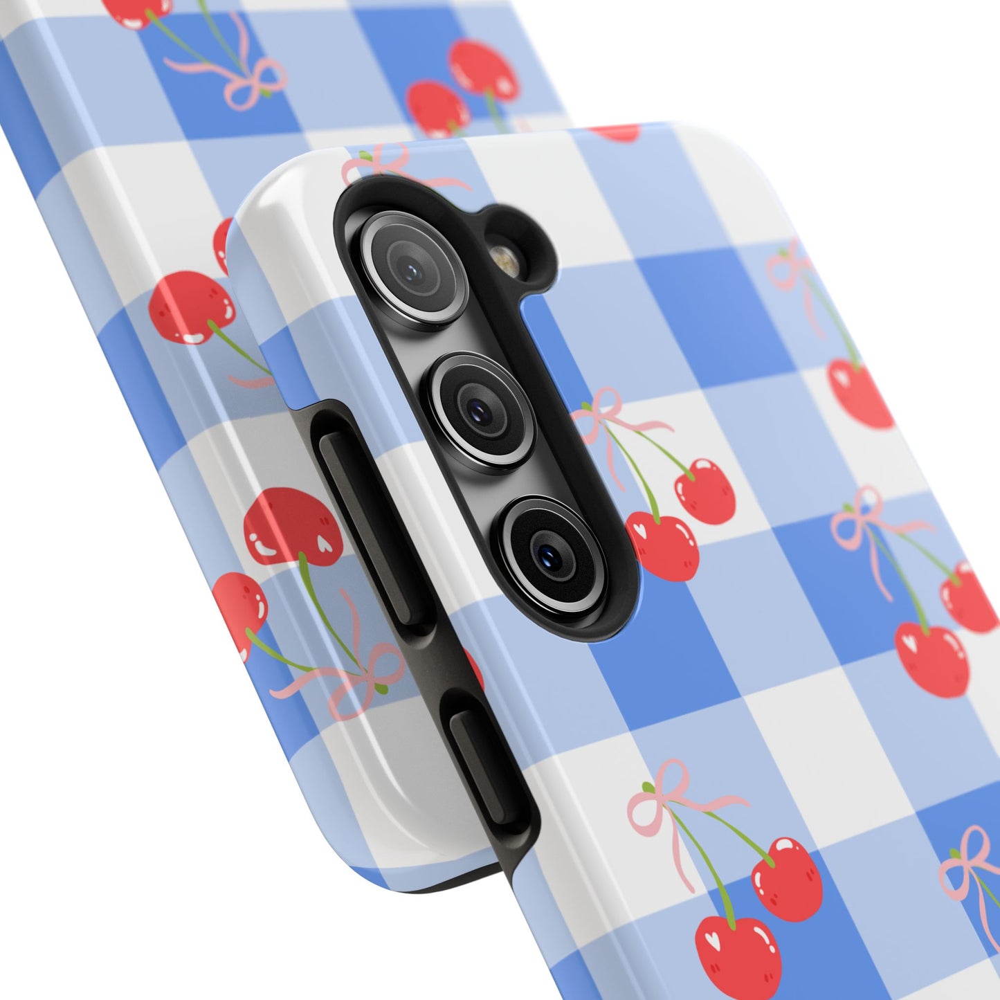 Blue Checkered Cherry Phone Case