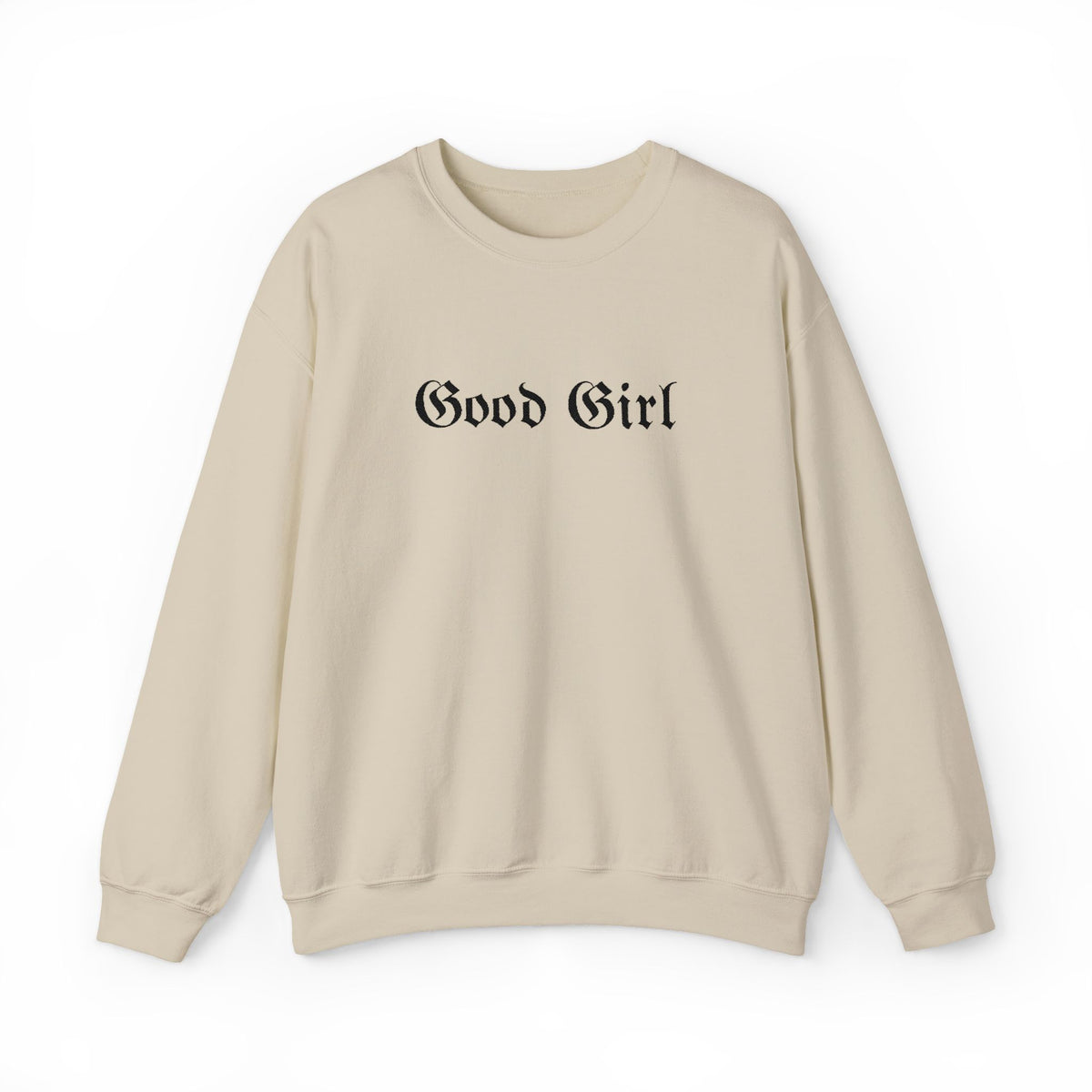 Good Girl Embroidered Crewneck Sweatshirt-Black Font