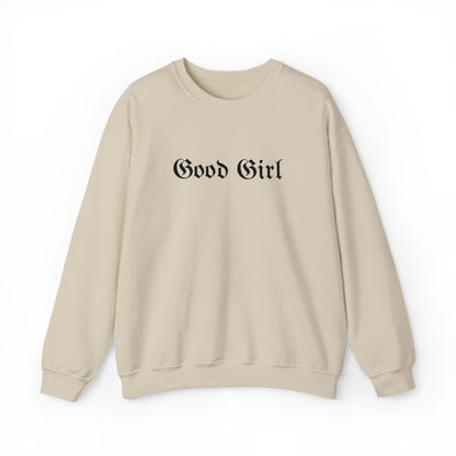 Good Girl Embroidered Crewneck Sweatshirt-Black Font