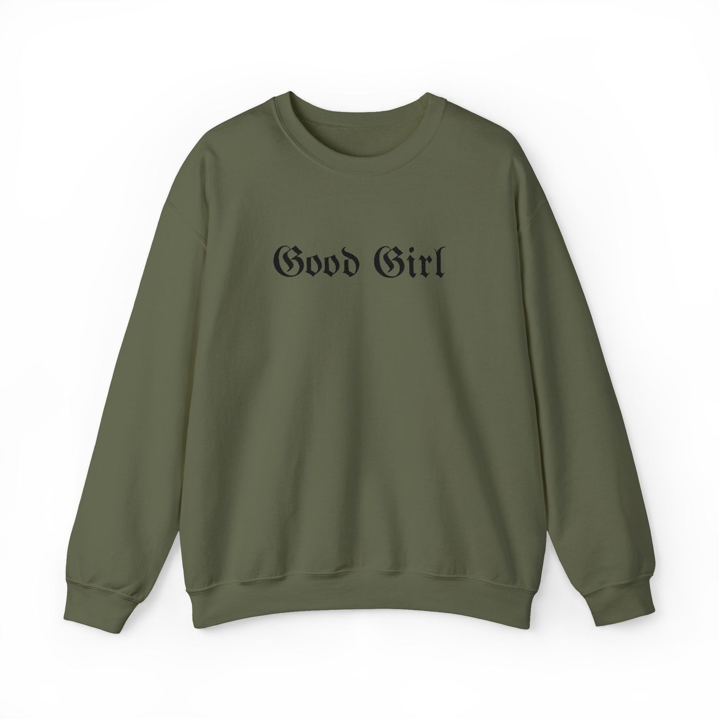 Good Girl Embroidered Crewneck Sweatshirt-Black Font