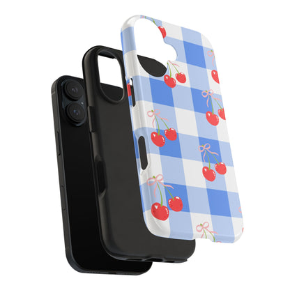 Blue Checkered Cherry Phone Case
