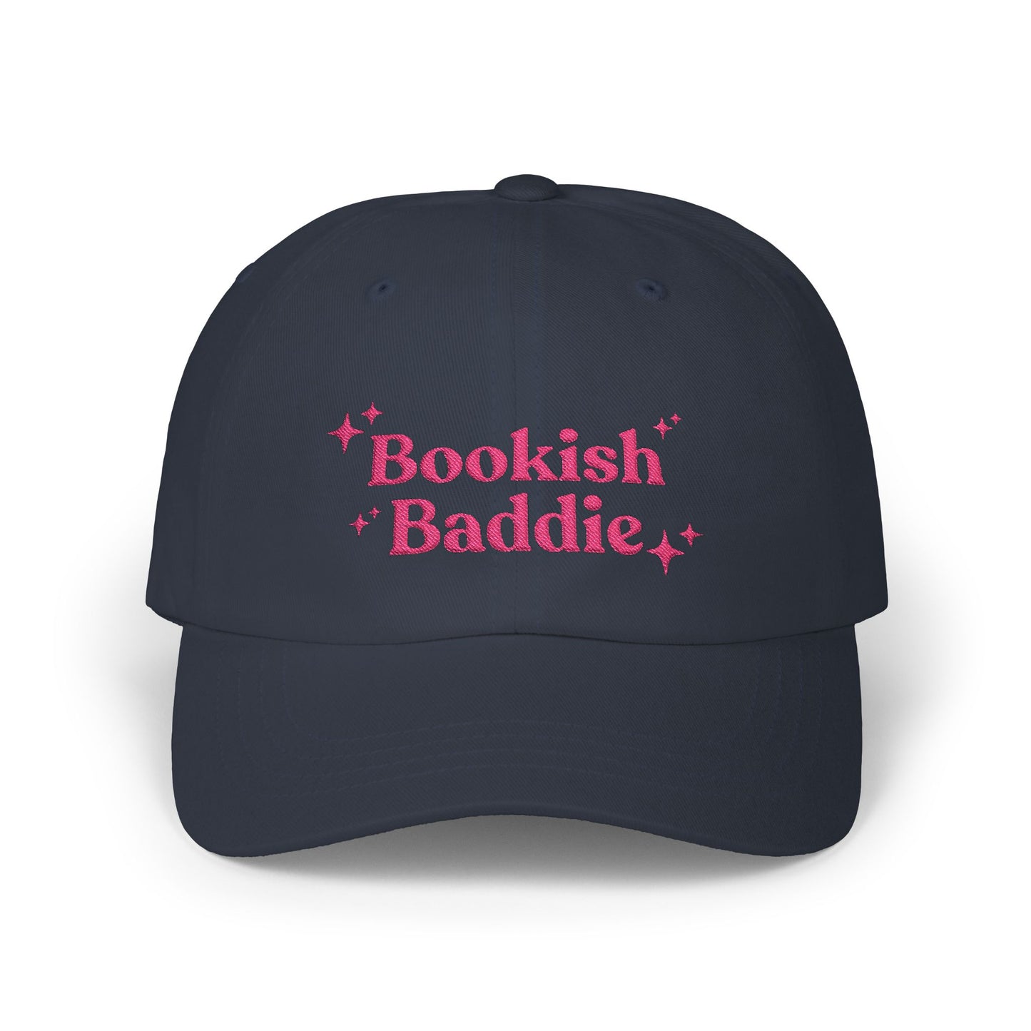Bookish Baddie Embroidered Baseball Cap-Pink