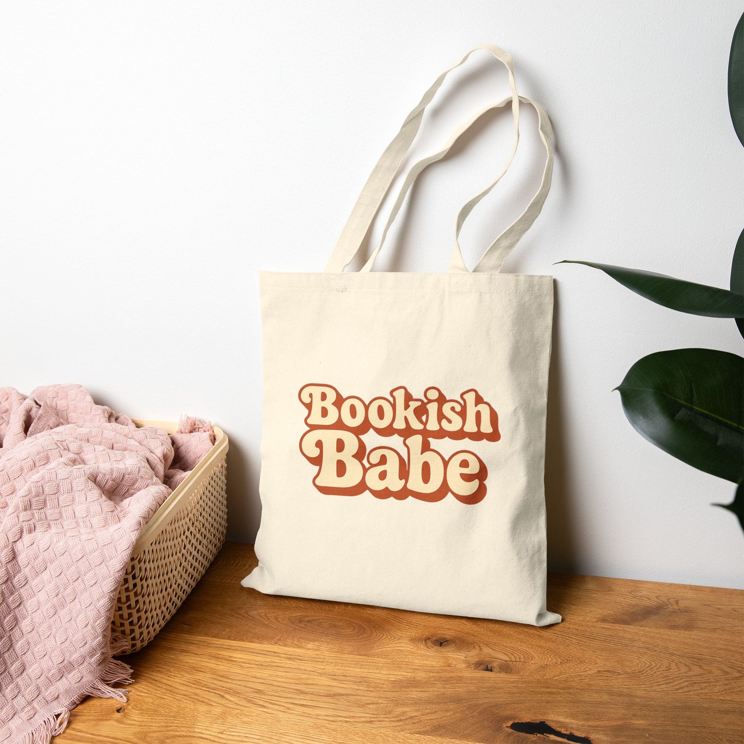 Bookish Babe Canvas Tote Bag — Retro Typography Book Lover Gift