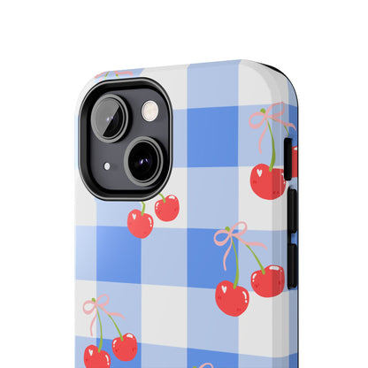 Blue Checkered Cherry Phone Case