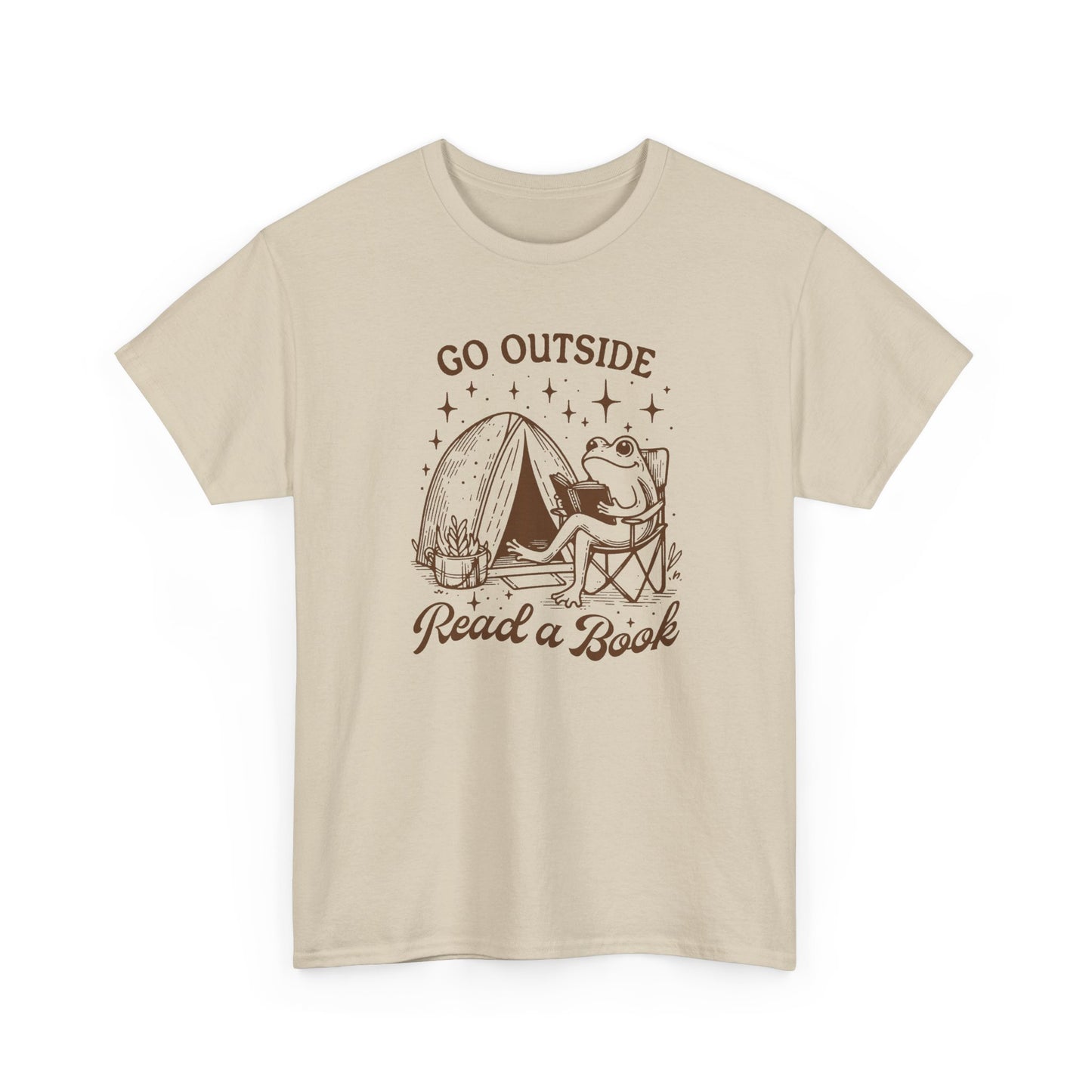 Go Outside, Read a Book Tee-Frog Bookish T-Shirt