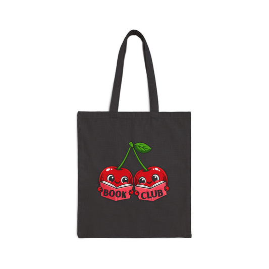 Cute Cherry Book Club Canvas Tote Bag