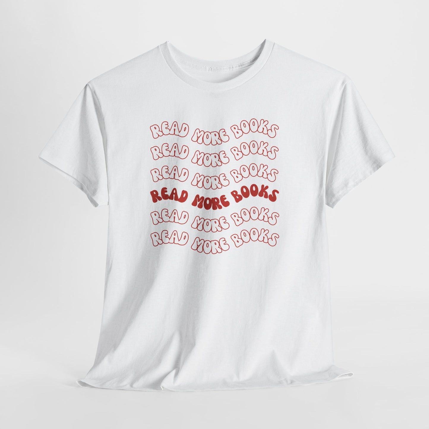 Read More Books T-Shirt Red — Retro Graphic Tee for Book Lovers