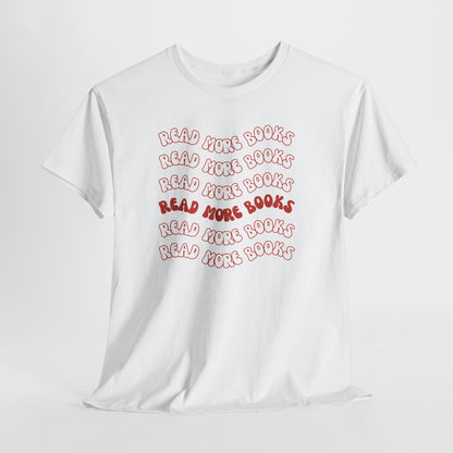 Read More Books T-Shirt Red — Retro Graphic Tee for Book Lovers