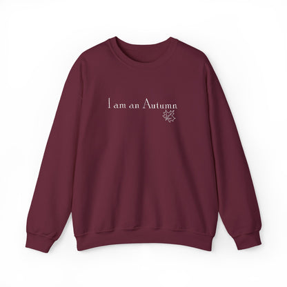 I Am an Autumn Embroidered Crewneck Sweatshirt White🍂