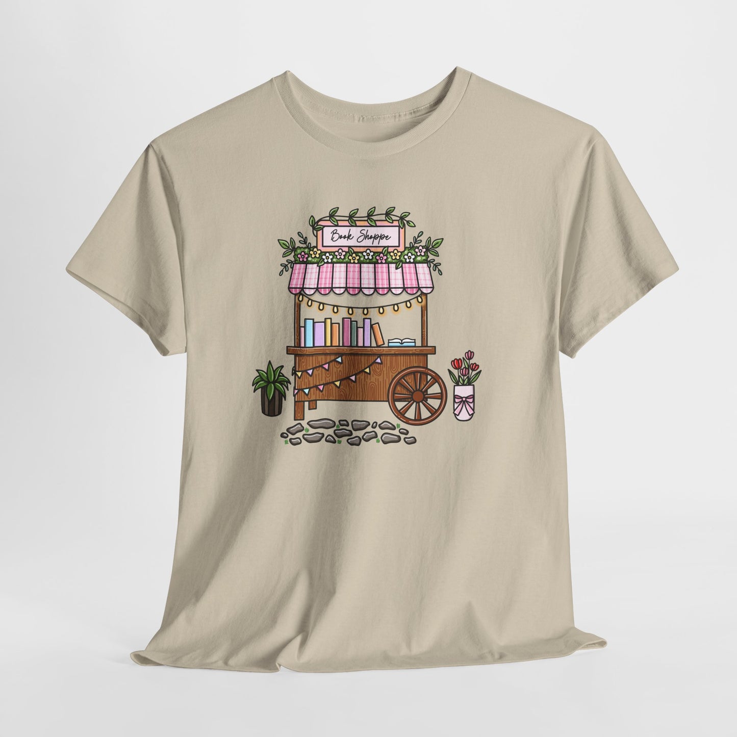 Pastel Book Shoppe Tee — Cute Floral Market Vendor Graphic T-Shirt