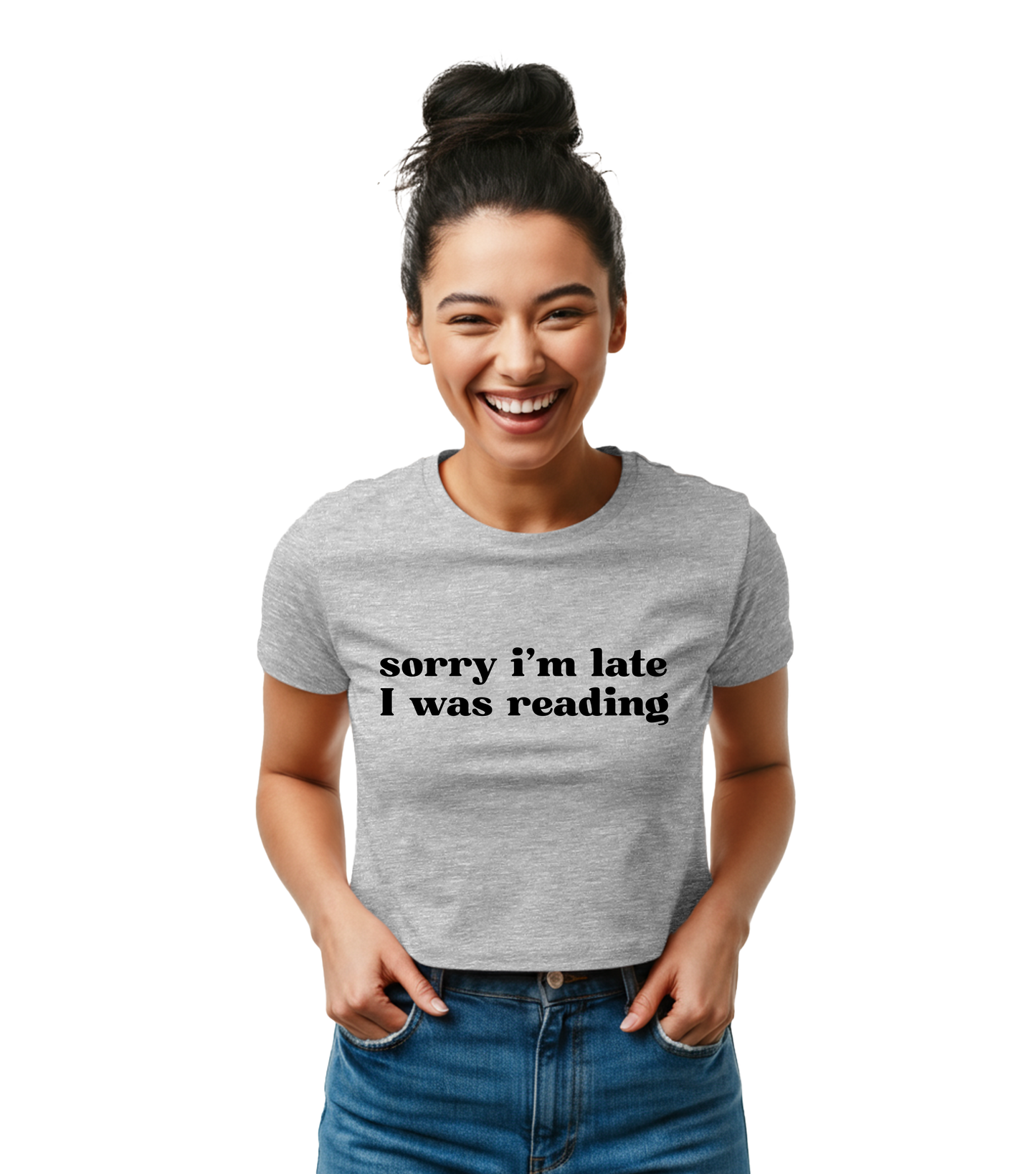 Sorry I’m Late I Was Reading Baby Tee —  Book Lover Graphic Tee