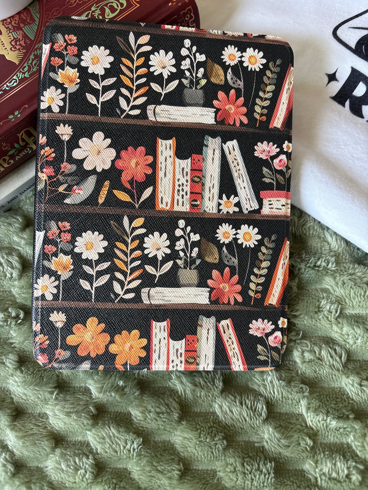 Floral Bookshelf Leatherette Kindle Paperwhite Case