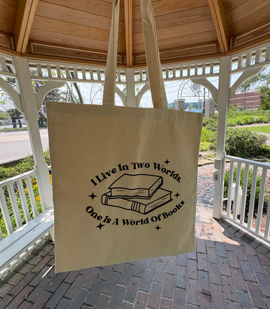 I Live In Two Worlds Book Lovers Cotton Canvas-Gilmore Girls