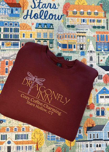 Dragonfly Inn Crewneck Sweatshirt-Cozy Coffee Charm for Stars Hollow Fans