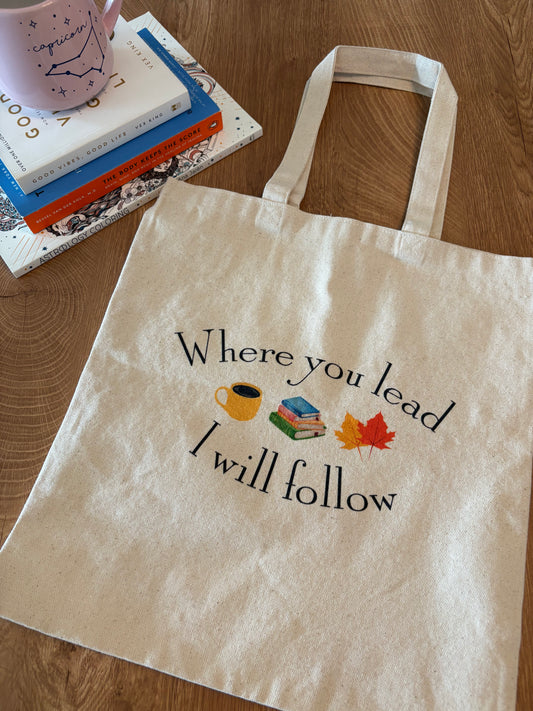 Gilmore Girls-Where You Lead, I Will Follow Tote Bag-Book Lovers & Pop Culture