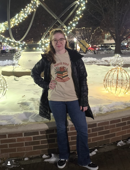 North Pole Reading Club T-Shirt — Cozy Holiday Book Lover Tee
