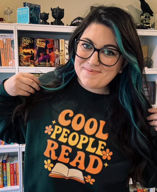 Cool People Read Sweatshirt – Retro Floral Book Lover Crewneck