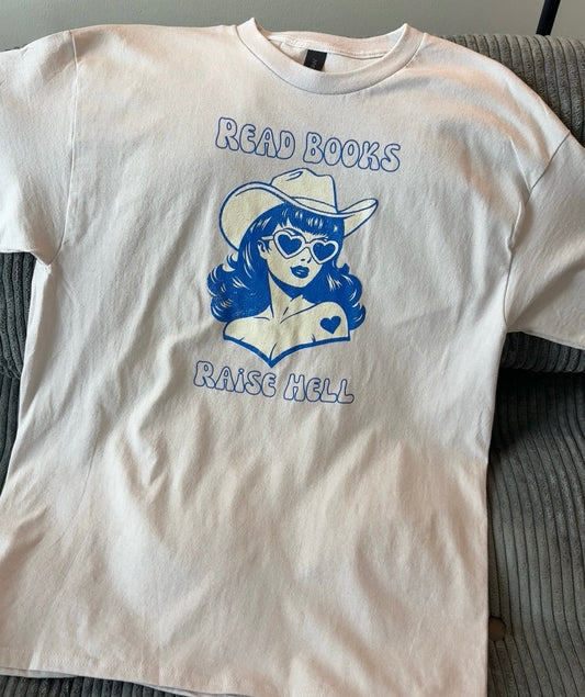 Read Books, Raise Hell T-Shirt — Retro Cowgirl Graphic Tee