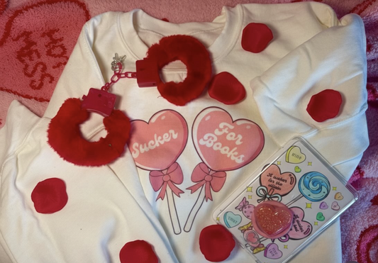 Sucker for Books Crewneck- Valentine Graphic Sweatshirt